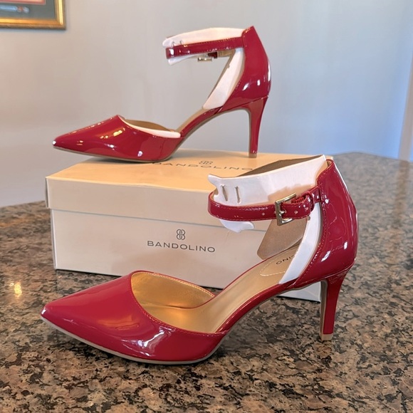 Bandolino Shoes - Bandolino Red 3 inch ankle strap point toe heels NIB  9.5